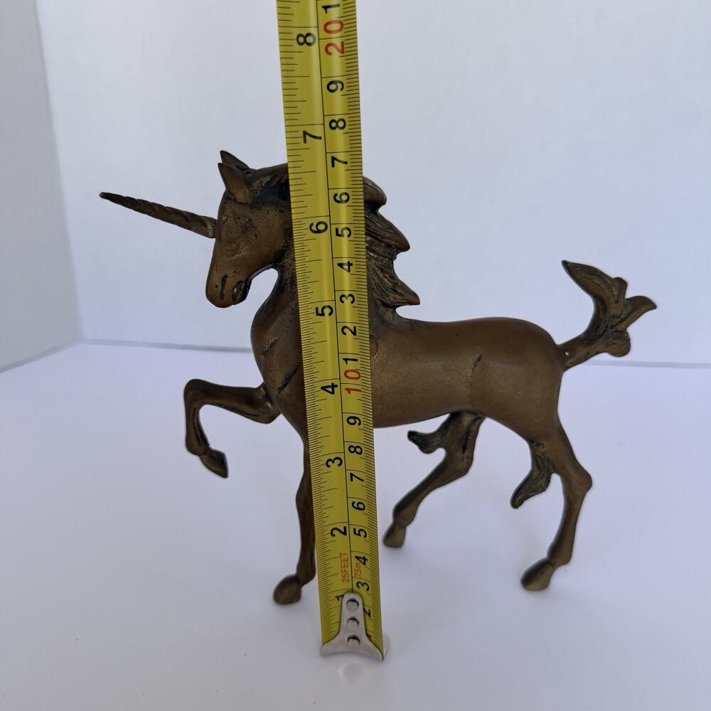 Vintage Brass Unicorn Fantasy Sculpture 6.5 Inch Mythical Figurine - Picture 7 of 8